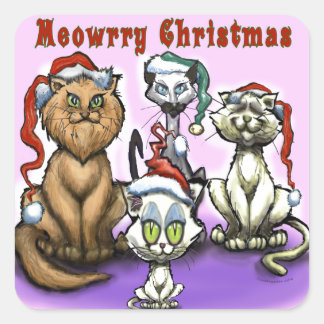 Pegatina Cuadrada Meowrry Navidades Cats
