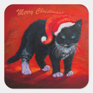 Pegatina Cuadrada Meowy Navidad Kitty