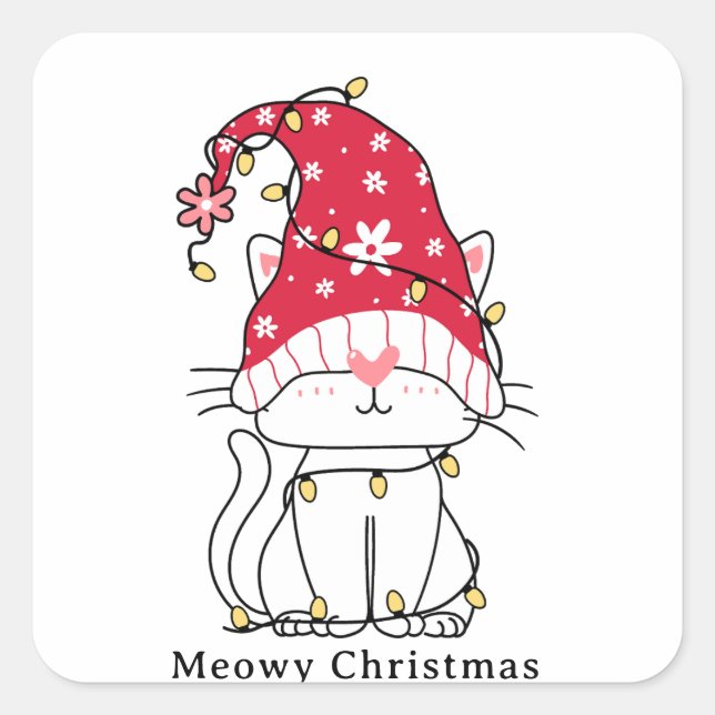 Pegatina Cuadrada Meowy Navidades Funny Navidades burdos (Anverso)