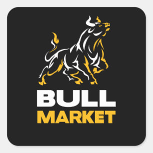 Pegatina Cuadrada Mercado bursátil inversionista Wallstreet