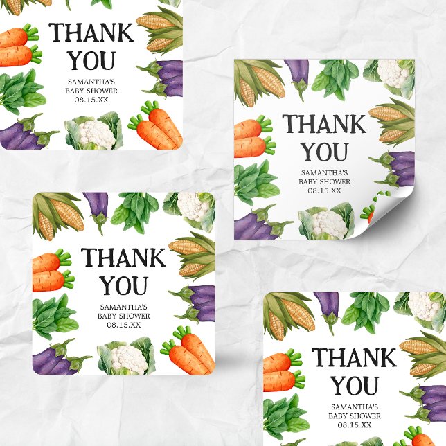 Pegatina Cuadrada Mercado de agricultores en Baby Shower Square (Locally Grown Baby Shower Square Sticker)
