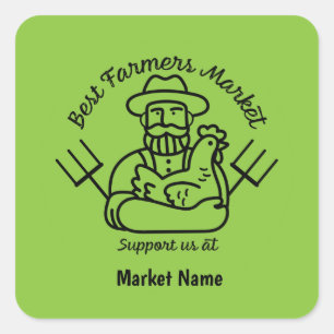 Pegatina Cuadrada Mercado de agricultores locales