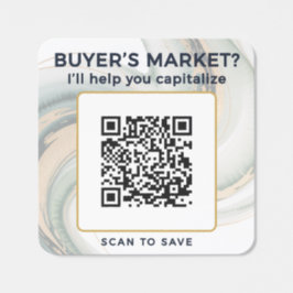 Pegatina Cuadrada Mercado de Compradores QR Contacto | Escanea para 