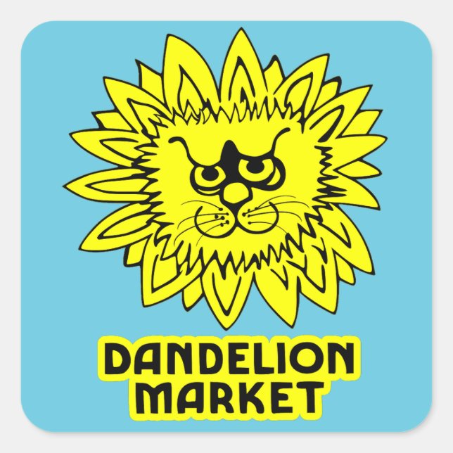 Pegatina Cuadrada Mercado de Dandelion (Anverso)