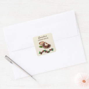Pegatina Cuadrada Mercancía Personalizada de Panadería Vintage Brown