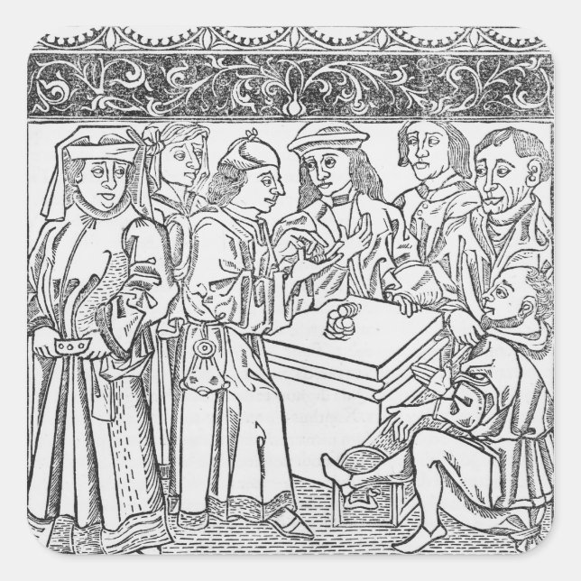 Pegatina Cuadrada Mercancías y prestamistas (Anverso)