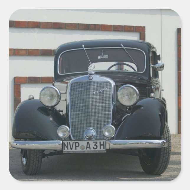 Pegatina Cuadrada mercedes antiguo (Anverso)
