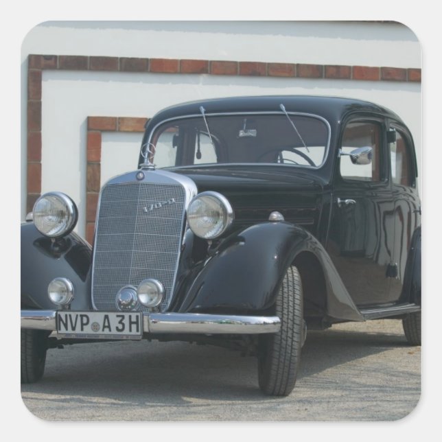 Pegatina Cuadrada mercedes antiguo 3 (Anverso)