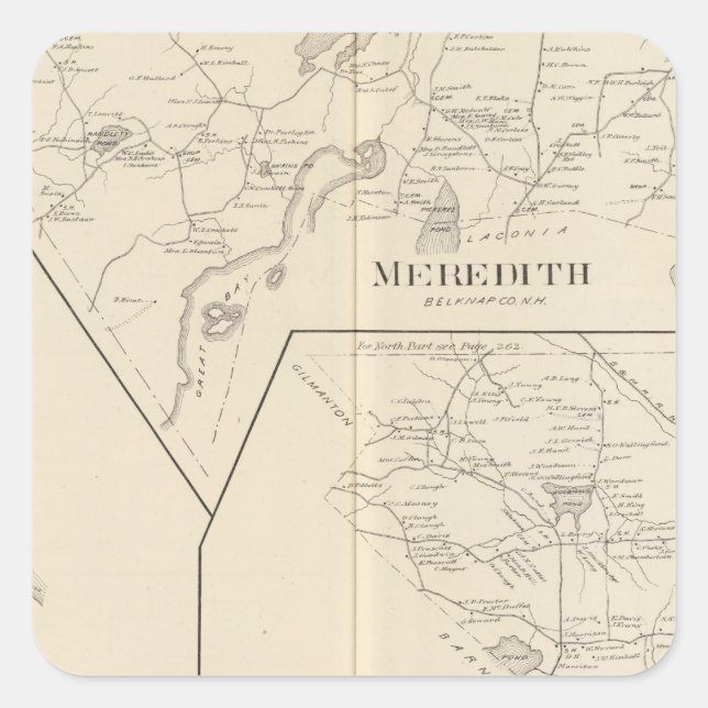 Pegatina Cuadrada Meredith, Aldea Meredith (Anverso)