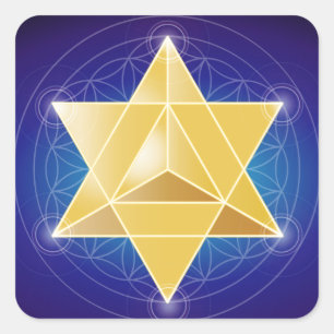 Pegatina Cuadrada Merkaba con Flor de la Vida