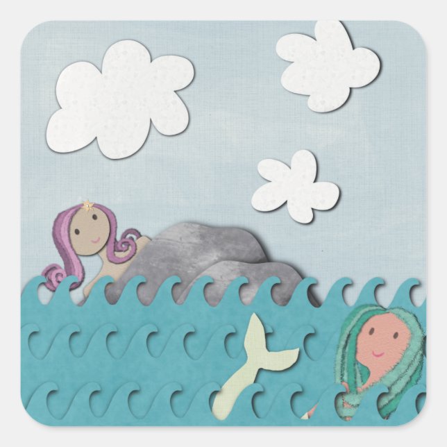 Pegatina Cuadrada Mermaid (Anverso)