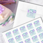 Pegatina Cuadrada Mermaid Tail Party Birthday Favor Gracias<br><div class="desc">Festividad de cumpleaños de Sirena gracias pegatina con mensaje personalizado como gracias por hacer que mi cumpleaños sea divertido! El diseño presenta fantásticas colas mágicas de sirenas y burbujas oceánicas con letras de "gracias" en la tipografía con temática de sirena. Tiene una paleta acuarela de color turquesa rosa y verde...</div>