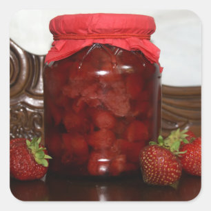 Pegatina Cuadrada mermelada de fresa