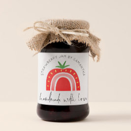 Pegatina Cuadrada Mermelada De Fresa Hecha A Mano Con Amor Escritura