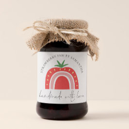 Pegatina Cuadrada Mermelada de Fresa Hecha a Mano Nombre Arcoíris