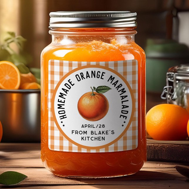 Pegatina Cuadrada mermelada de naranja con patrón de cuadros (Subido por el creador)