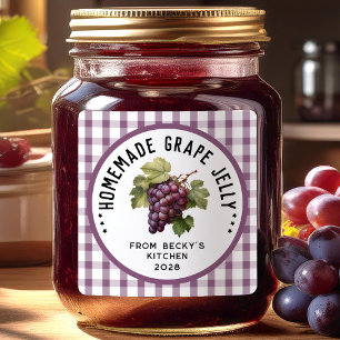 Pegatina Cuadrada Mermelada de uva con patrón de cuadros
