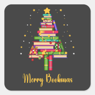 Pegatina Cuadrada Merry Bookmas