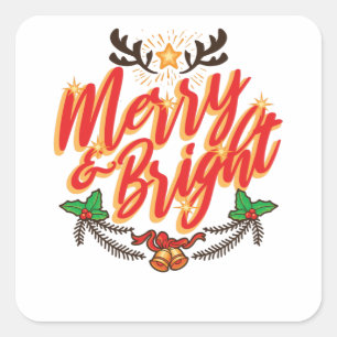 Pegatina Cuadrada Merry Bright
