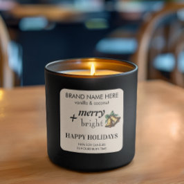 Pegatina Cuadrada Merry & Bright Candle Label | Happy Holidays