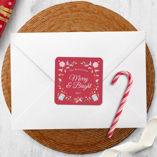 Pegatina Cuadrada Merry & Bright Christmas Sticker (Subido por el creador)