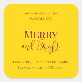 Pegatina Cuadrada Merry & Bright Holiday | Editable Christmas Candle