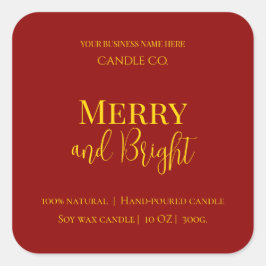 Pegatina Cuadrada Merry & Bright Holiday | Editable Christmas Candle