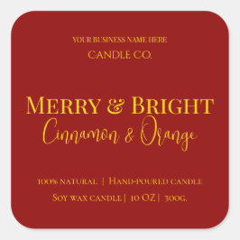 Pegatina Cuadrada Merry & Bright Holiday | Editable Christmas Candle