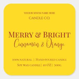 Pegatina Cuadrada Merry & Bright Holiday | Editable Christmas Candle