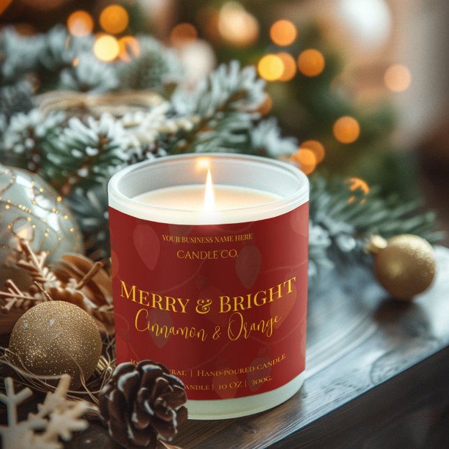 Pegatina Cuadrada Merry & Bright Holiday | Editable Christmas Candle (Subido por el creador)