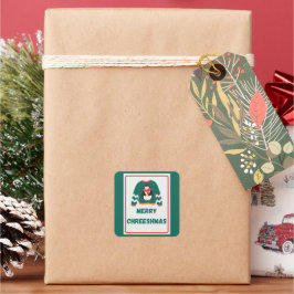 Pegatina Cuadrada Merry Chreeshmas Penguin Sweater