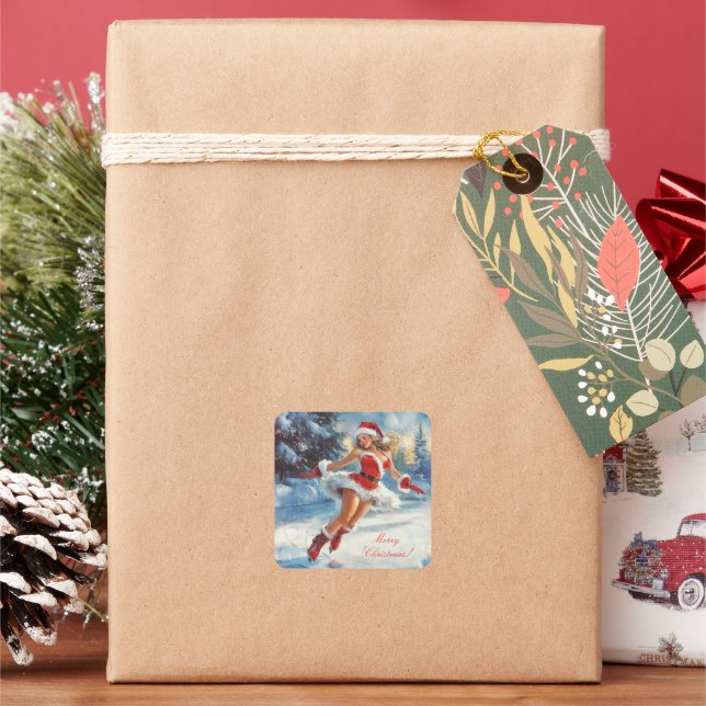 Pegatina Cuadrada Merry Christmas (Vacaciones)