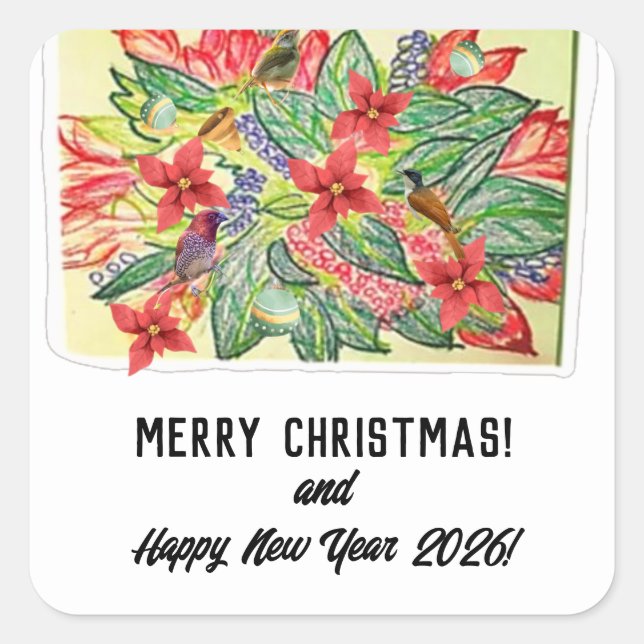 Pegatina Cuadrada Merry Christmas! (Anverso)
