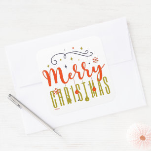 PEGATINA CUADRADA MERRY CHRISTMAS