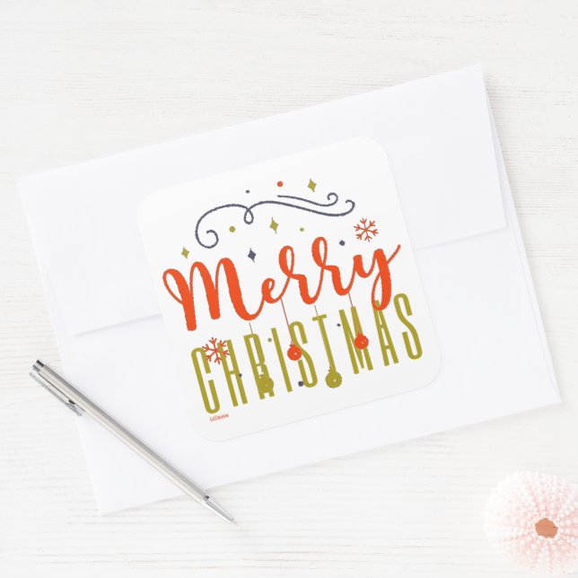 PEGATINA CUADRADA MERRY CHRISTMAS (Sobre)