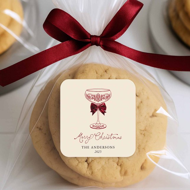 Pegatina Cuadrada Merry Christmas 2025 Favor Sticker (Merry Christmas Favor Sticker)