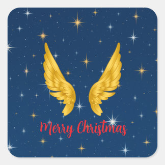 Pegatina Cuadrada Merry Christmas Angel Wings