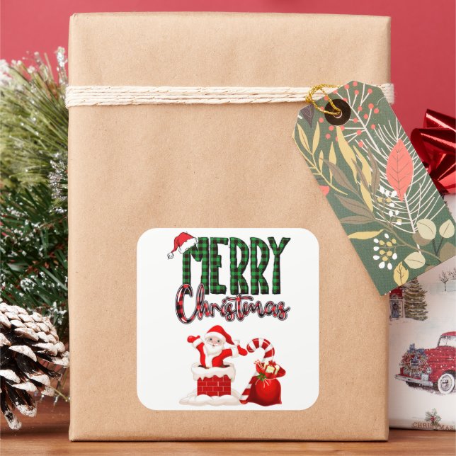 Pegatina Cuadrada Merry Christmas by Santa - Stickers (Vacaciones)