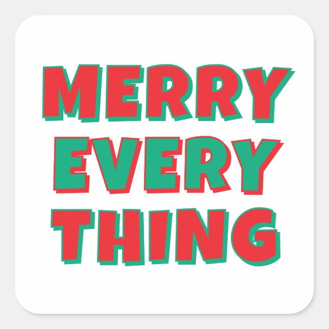 Pegatina Cuadrada Merry Christmas Classical Unique Minimalist Plain (Anverso)