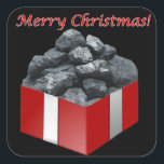 Pegatina Cuadrada Merry Christmas Coal Present<br><div class="desc">Forjado Por Lord_Grixis</div>