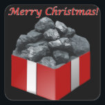 Pegatina Cuadrada Merry Christmas Coal Present<br><div class="desc">Forjado Por Lord_Grixis</div>