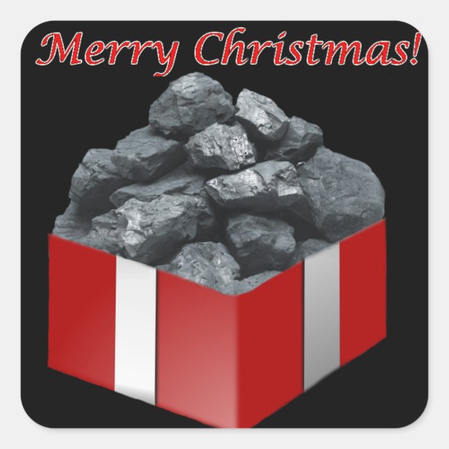 Pegatina Cuadrada Merry Christmas Coal Present (Anverso)
