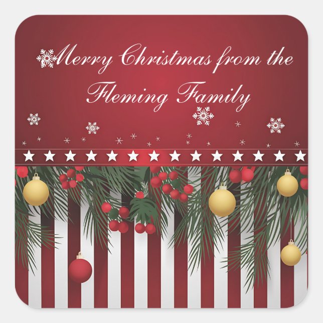 Pegatina Cuadrada Merry Christmas from (your family) (Anverso)