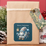 Pegatina Cuadrada Merry Christmas gnome añadir texto<br><div class="desc">Feliz Navidad gnomo agregar texto Pegatina cuadrado</div>
