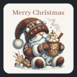 Pegatina Cuadrada Merry Christmas gnome añadir texto<br><div class="desc">Feliz Navidad gnomo agregar texto Pegatina cuadrado</div>