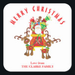 Pegatina Cuadrada Merry Christmas Personalizado Text<br><div class="desc">Feliz Personalizado de Navidad Pegatina de Text Square.</div>