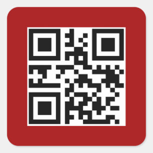 Pegatina Cuadrada Merry Christmas QR Code on Red