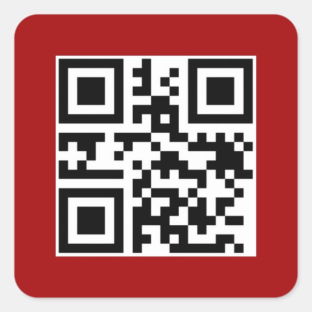 Pegatina Cuadrada Merry Christmas QR Code on Red (Anverso)