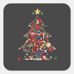 Pegatina Cuadrada Merry Christmas Quilter Árbol de Patchwork Bloque 