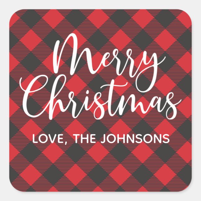 Pegatina Cuadrada Merry Christmas Red (Anverso)